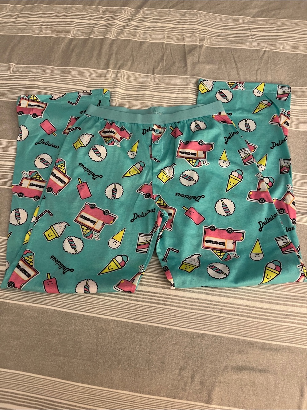 Kids Turquoise Ice Cream Print Pajama Set